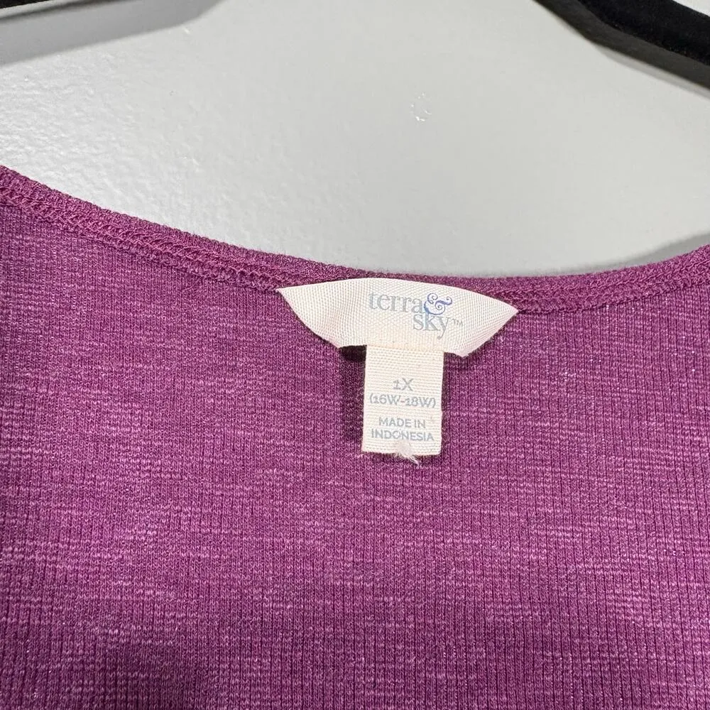 Terra & Sky Dark Purple Peplum Sleeveless Knit Top - Size 1X - Women's Plus Size - Image 4