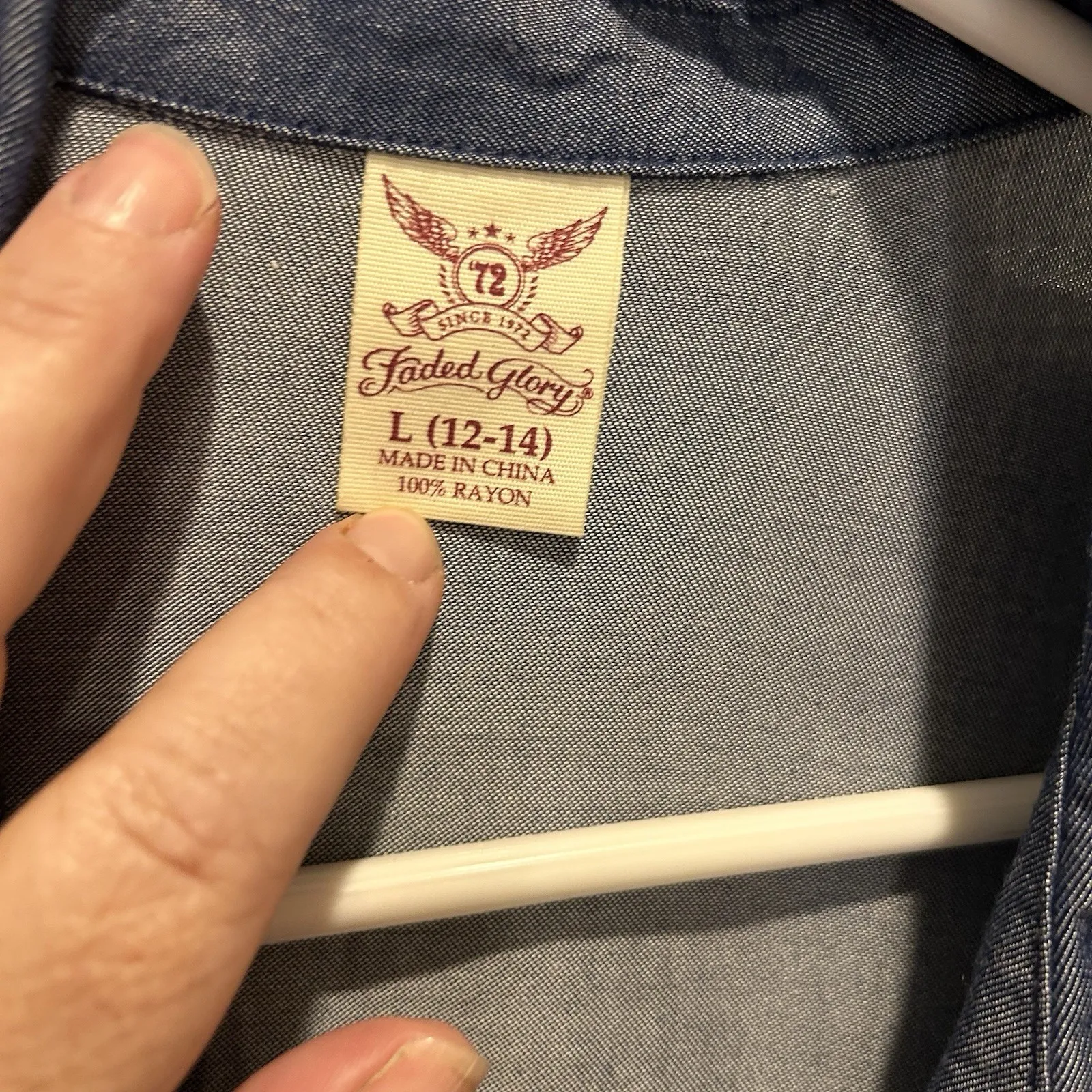 NWT Faded Glory Chambray Belted Shirt‎ Dress Women 12-14 Button Down Indigo - Image 4