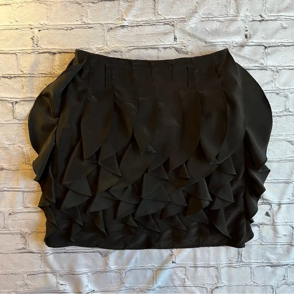 Miss Me Skirt MM Couture Medium Black Layers Tiered Flowery Ruffled - Image 2