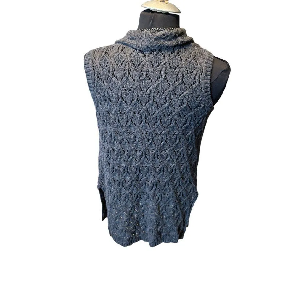 Artisan NY Cable Knit Sleeveless Open Cardigan Vest With Shawl Collar Gray Women - Image 5