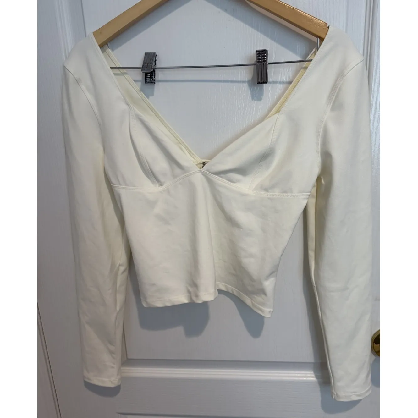 FREE PEOPLE WOMENS SIZE M‎ DUO CAMI CORSET LONG SLEEVE STRETCH TEE IVORY - Image 2