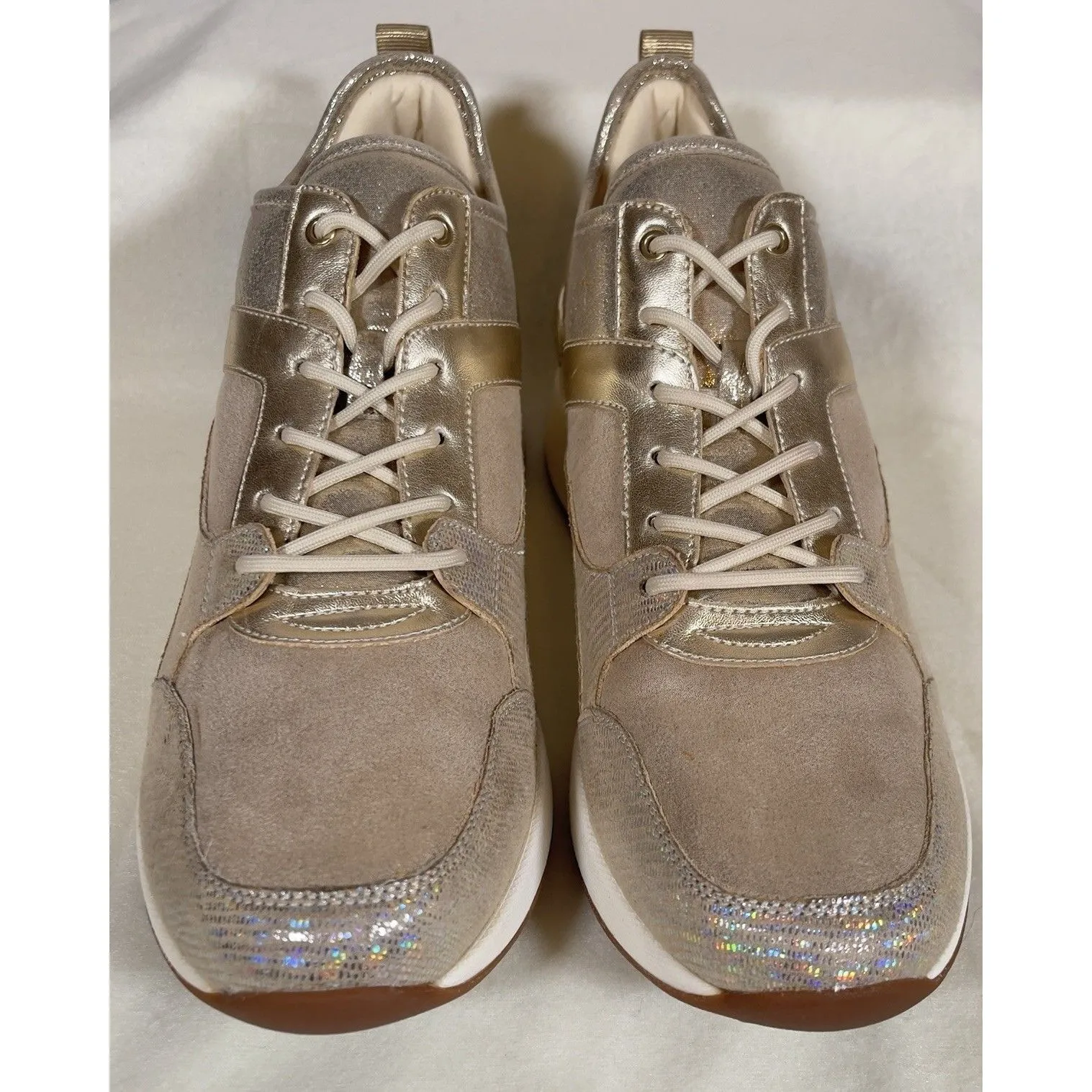 NWOB ALDO Womens Dardoviel Platform Wedge Sneaker Gold Glitter Shiny 10 41 8 - Image 3