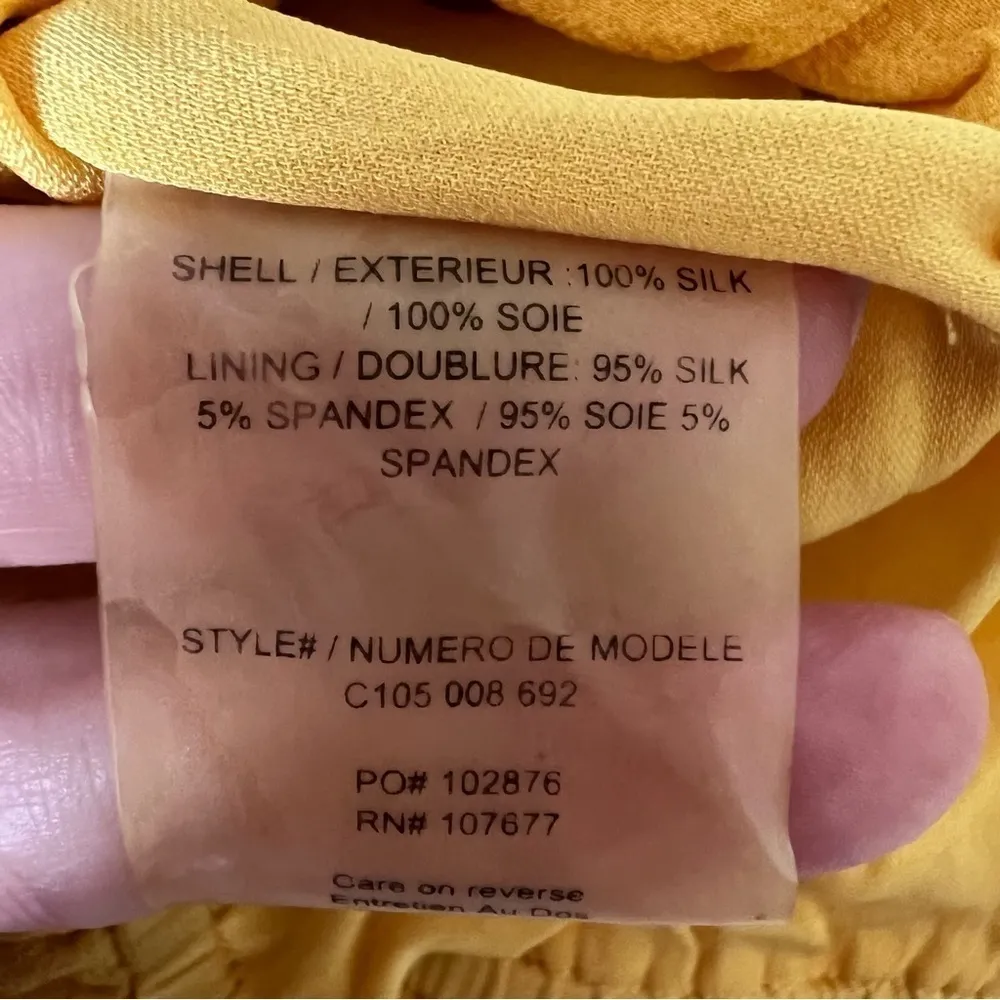Alice + Olivia Yellow Silk strapless Crop Top Small - Image 8