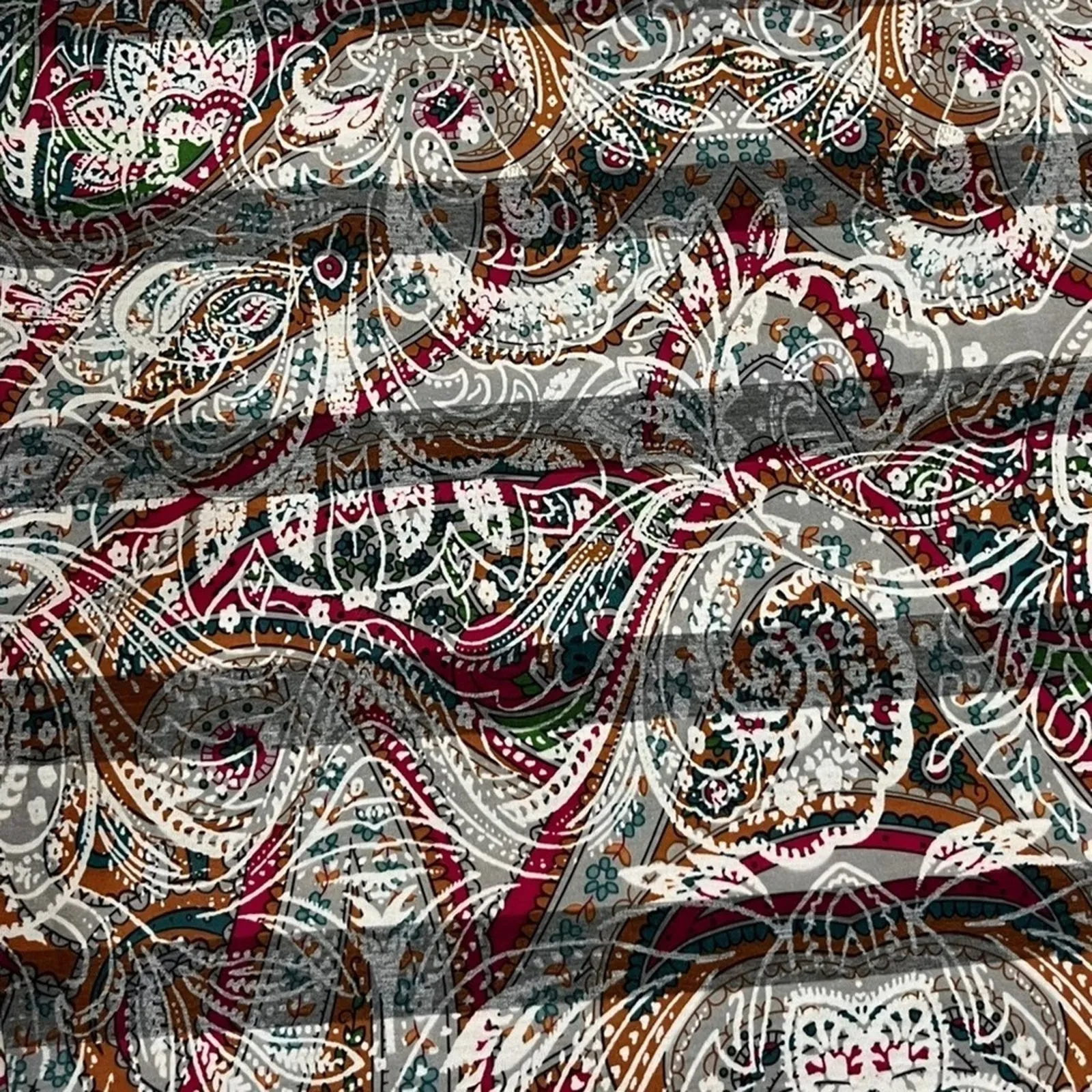 LuLaRoe Cassie Pencil Skirt Multicolor Paisley Striped Design Size Med Career - Image 3