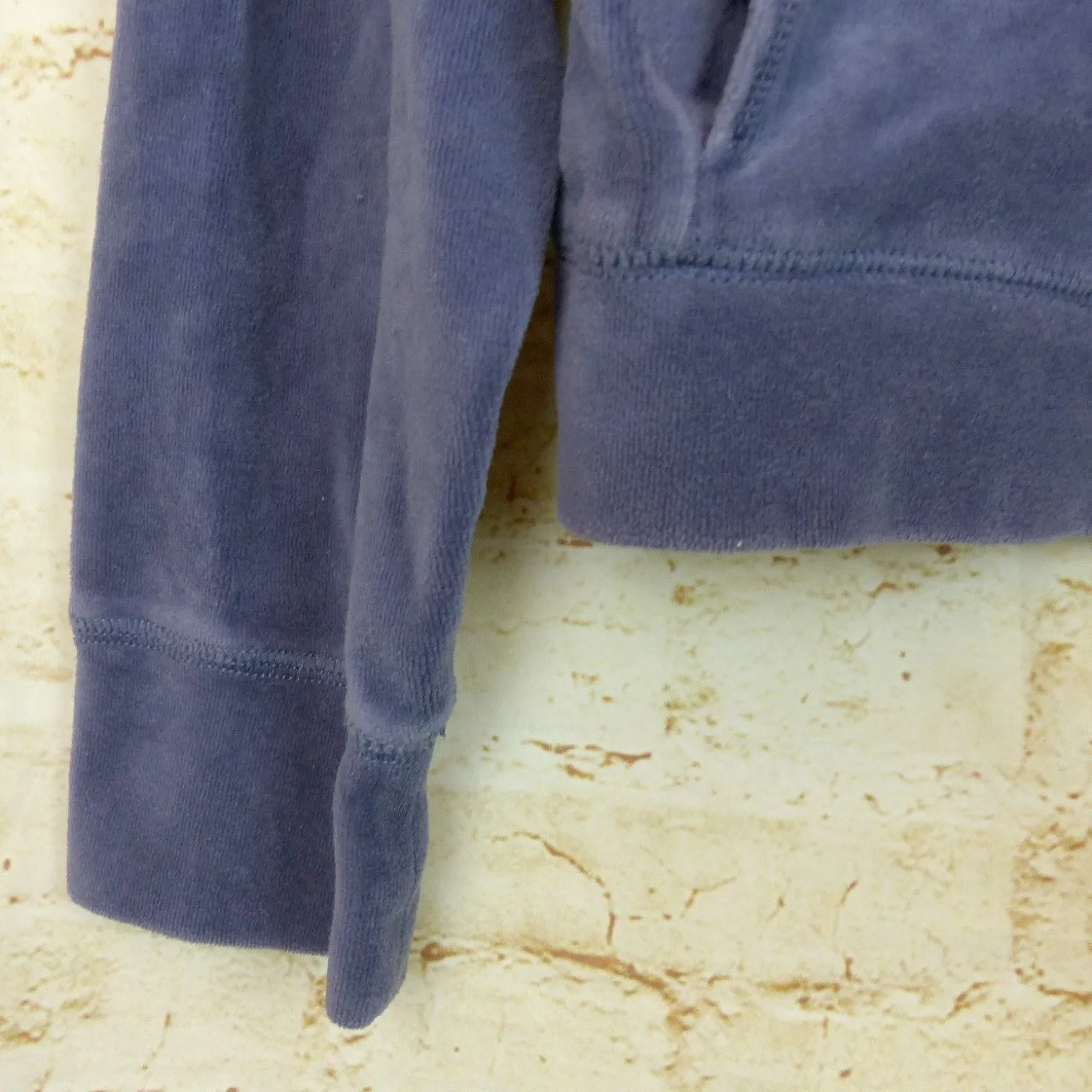 Aerie Hoodie Women XXL Blue  Velour Crop Zip Up Raglan Sleeves Pockets Lounge - Image 5