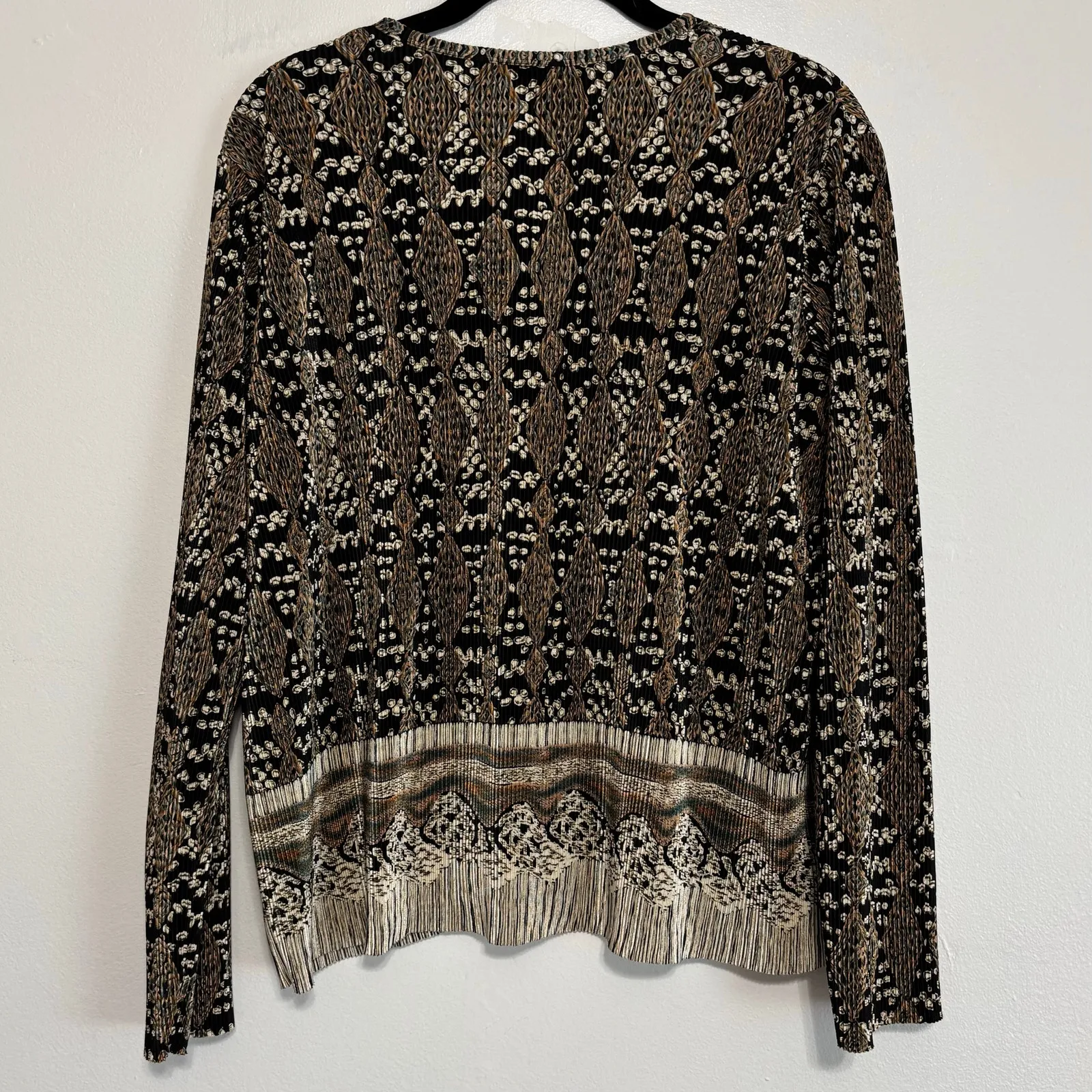 Plisse Accordion Pleat Abstract Single Button Cardigan Size L Black Size L - Image 2