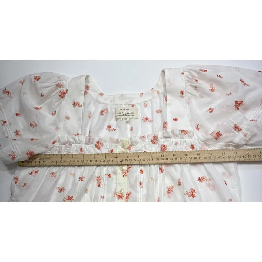 Trovata Birds Of Paradise Cottagecore Coquette Fairy Floral Embroidered Blouse S - Image 6