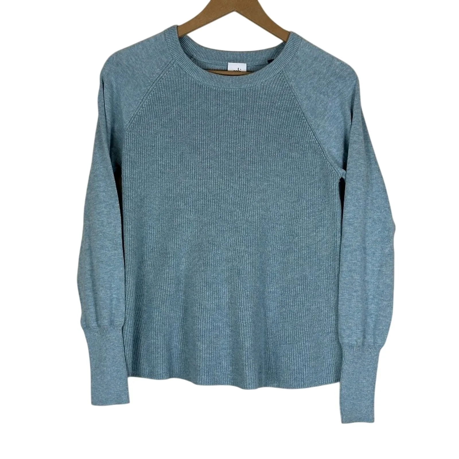 Cabi Blouson Sleeve Sweater Womens M Blue Minimalist Cozy Coastal Grandmother - Image 2