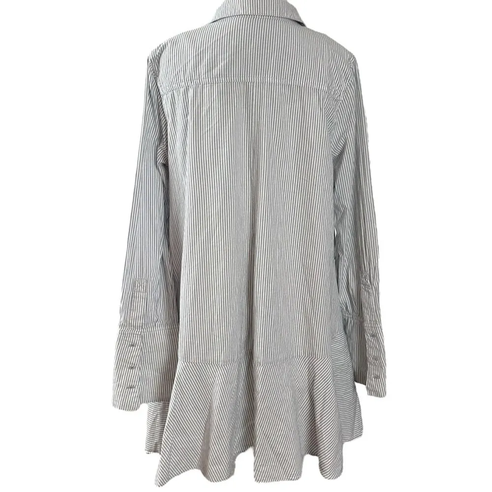 Free People All For You Striped Shirt Dress Grey White Combo Preppy Coastal Mini - Image 12