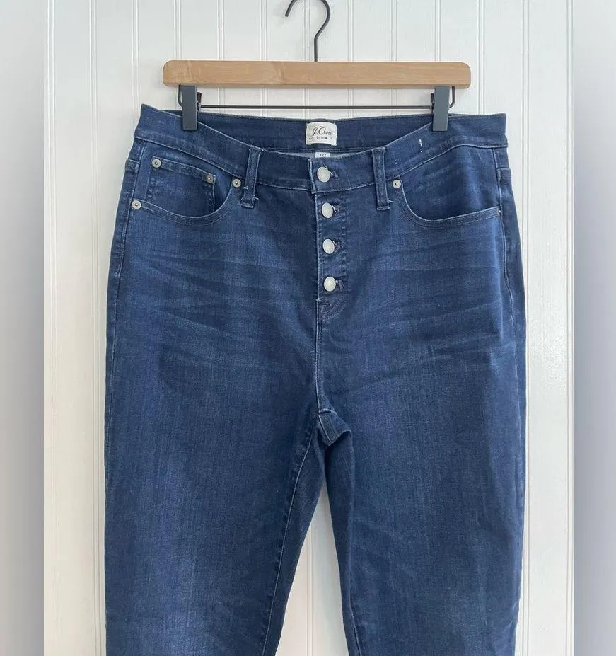 J. CREW Mid-Rise 9” Toothpick Button Fly Skinny Jeans Dark Wash Denim Size 32T - Image 6