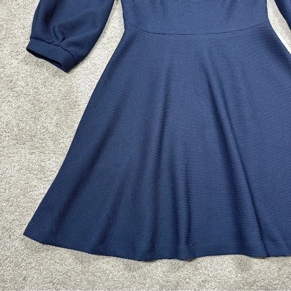 Gal Meets Glam Maggie Dress Textured Knit Fit And Flare Dress Navy Size 6 - Image 7