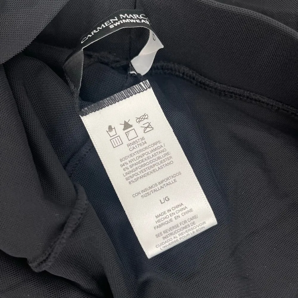 CARMEN MARC VALVO Swim Skirt Large Beach Cover-Up Sheer Slits Pull On Tie Waist - Image 14