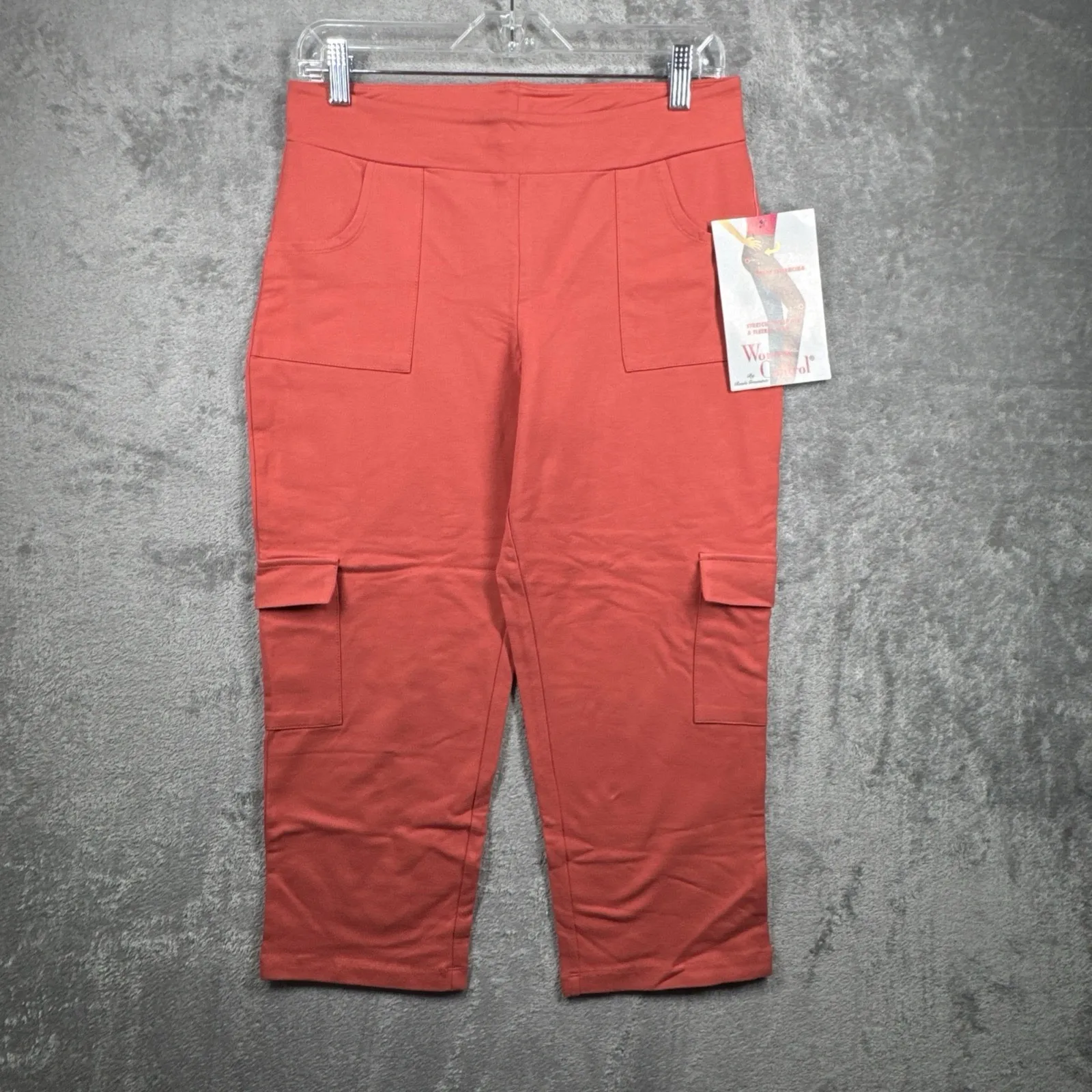 Women with Control Leggings S Petite Coral Slimming Contouring Crop Cargo Casual Orange Size undefined - Image 2