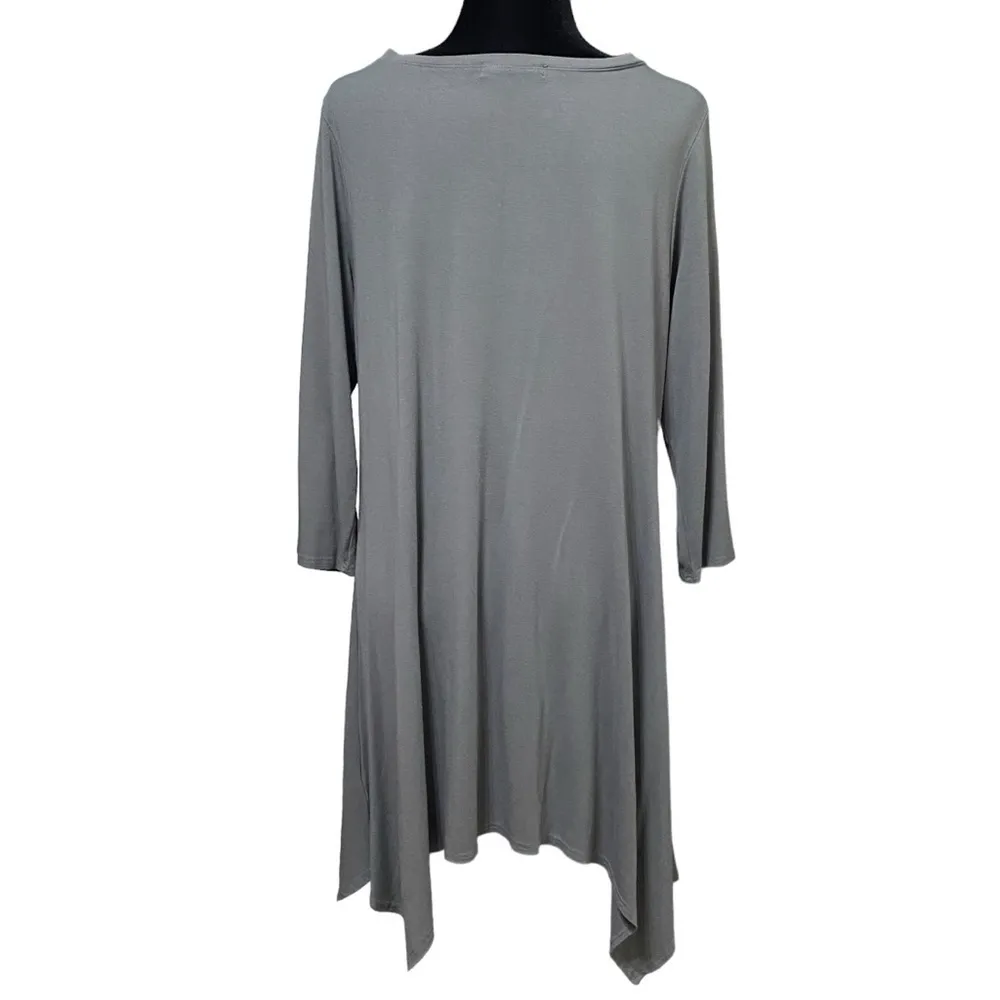 Cut Loose Gray Swing Tunic Dress Large Asymmetrical Lagenlook Boho Minimalist - Image 4