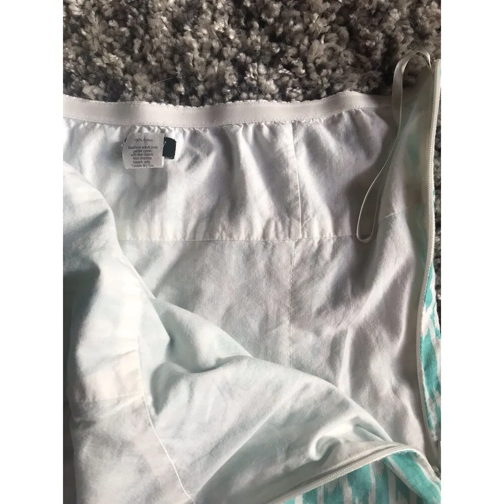 J Crew Tub Top Sz 4 Strapless teal ivory empire waist lined side zipper 12643 - Image 6