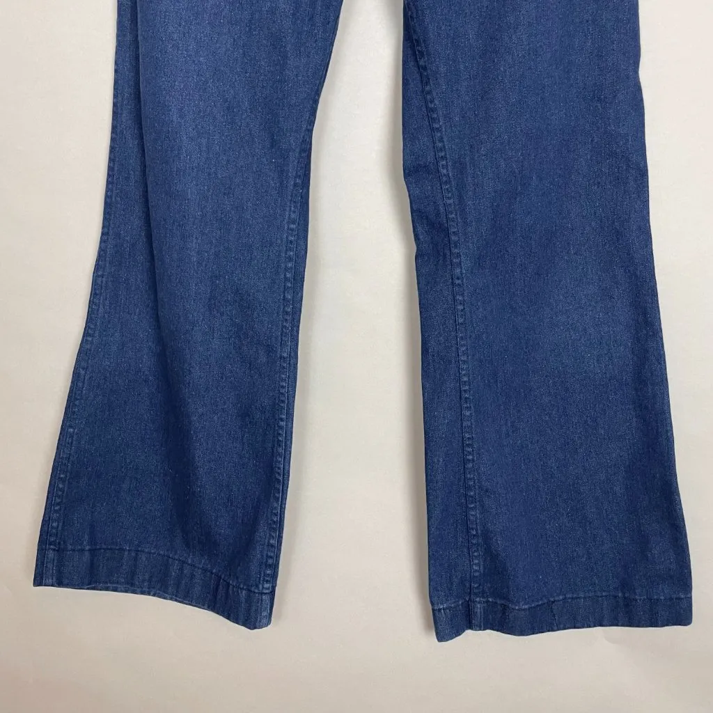 Vintage Military Pants Women Trousers Flared Leg Navy Blue‎ High - Image 3
