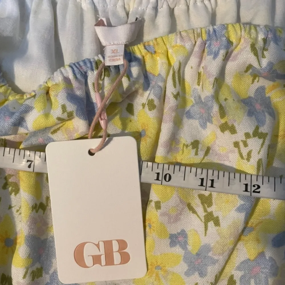 NWT Gianni Bini yellow multi floral puff sleeve crop top L - Image 5