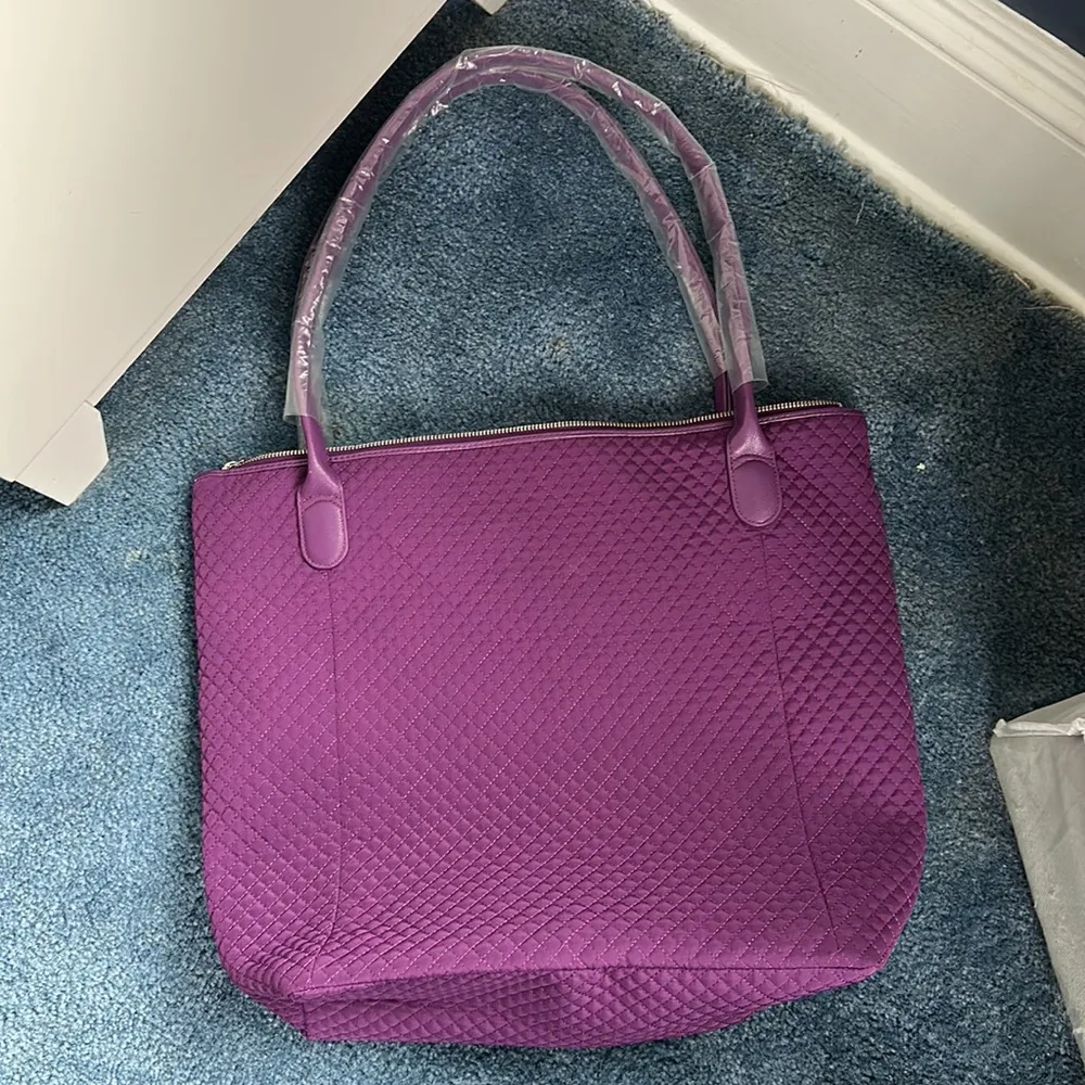 Vera Bradley large tote Quilted Gloxinia purple nwt large fits everything books - Image 6