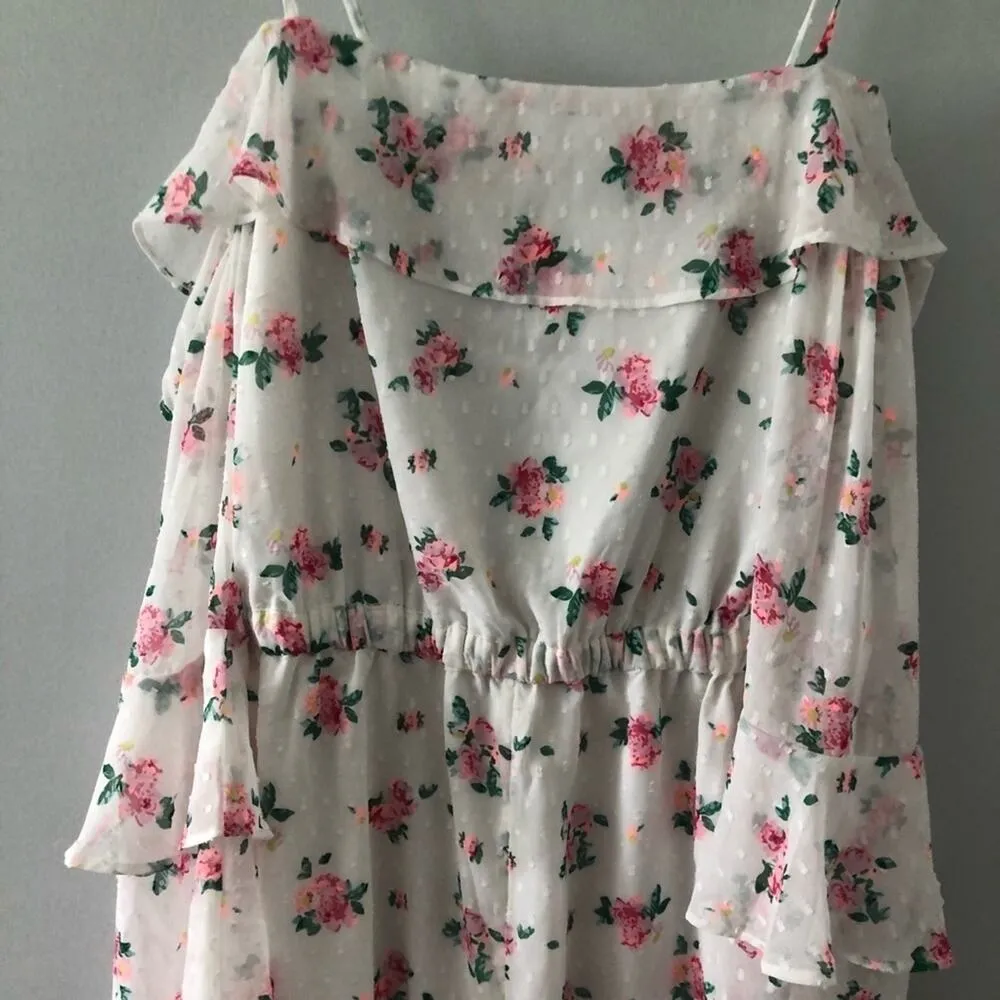 Topshop Floral Ruffle Long Sleeve Open Back Spring Romper - Image 4