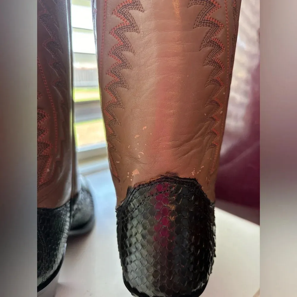 Justin Boots Genuine Snakeskin Justin Western Boots - Image 8