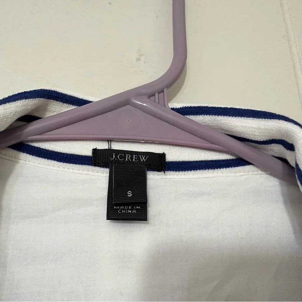 J.Crew Maritime Striped Blazer White Blue Size S Casual, Summer Ready - Image 4