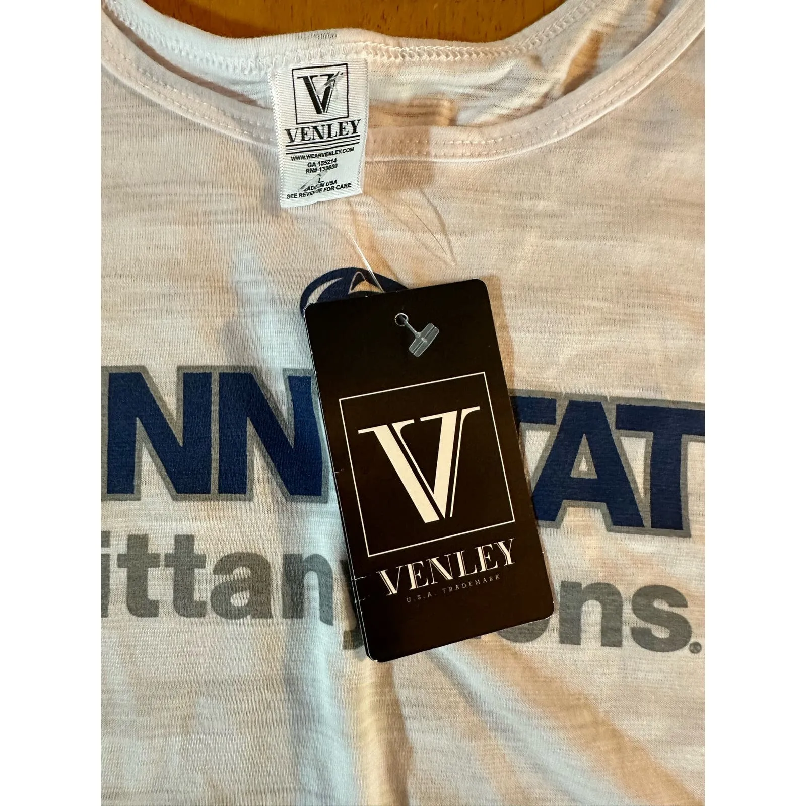 Venley Penn State Nittany Lions Unisex Tank Top Cream Heathered‎ S Sports Logo White Size L - Image 4