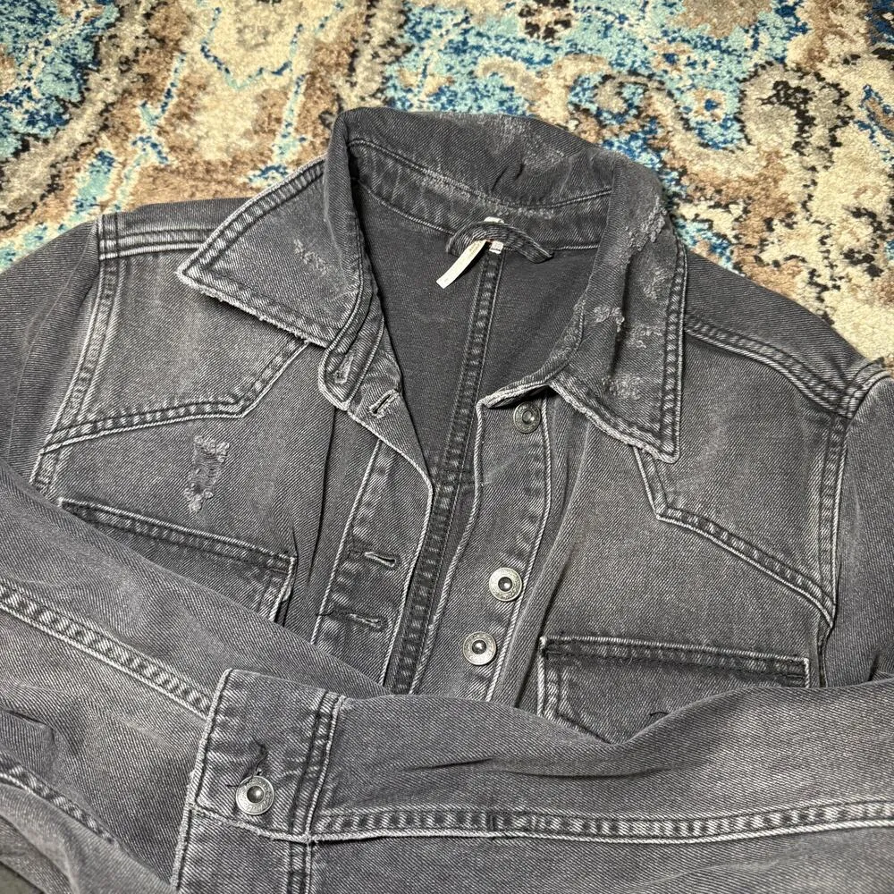 Free People Moonchild Denim Shirt Jacket - Image 4