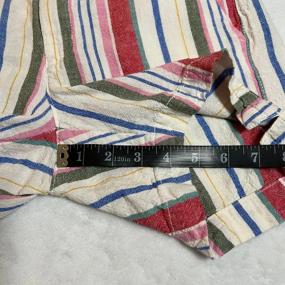 Old Navy Stripe Everyday Shorts Size 2 Mid Rise Linen Blend Colorful Rainbow - Image 9