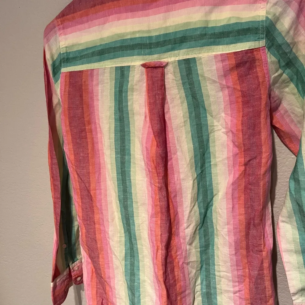 J. Crew Linen Classic Fit Rainbow Striped Long Sleeve Shirt - Image 12