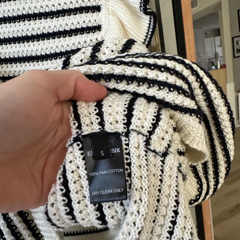 Eleven Six Viola striped tank top knit crochet ruffles pima cotton neutral - Image 11