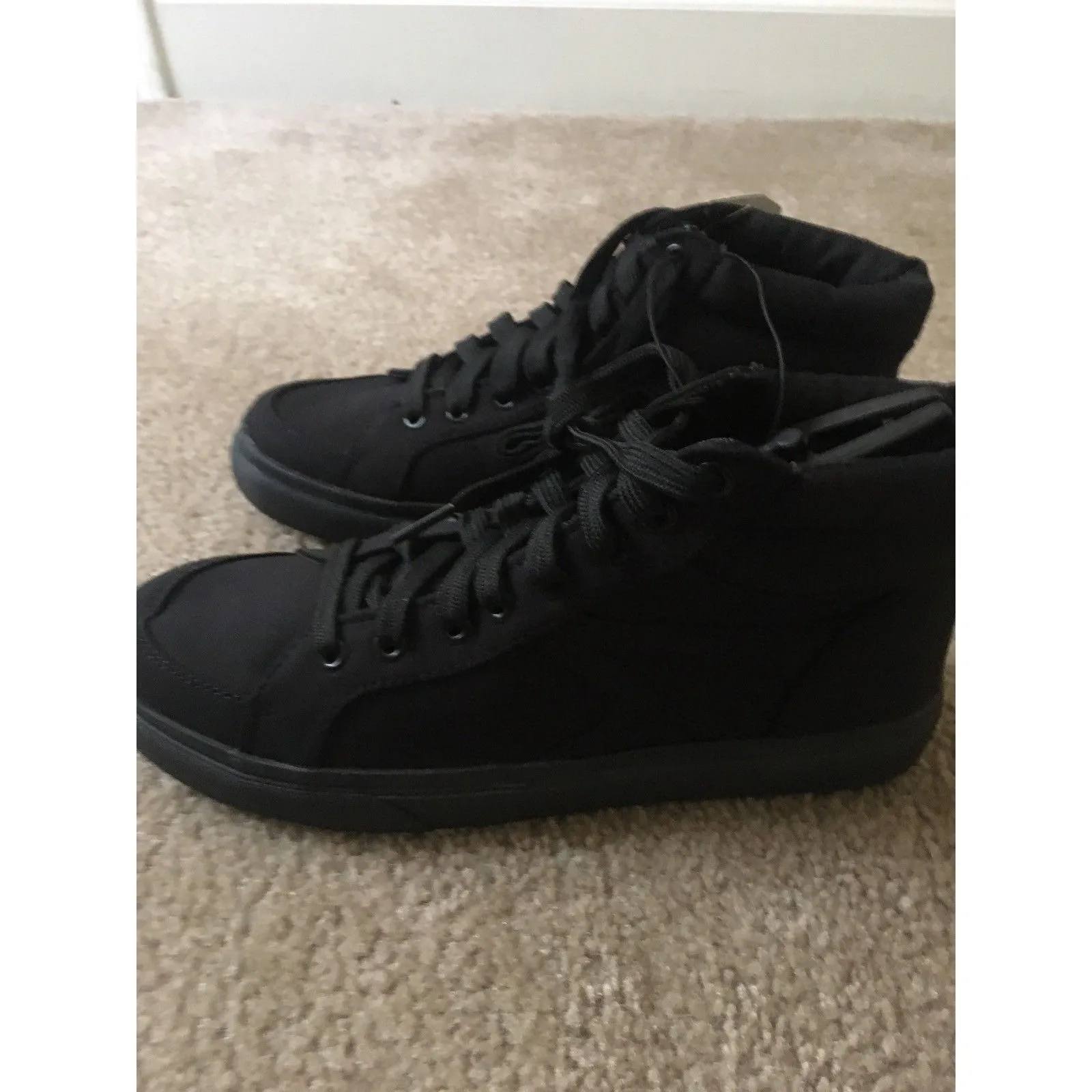 Faded Glory Womens Black Canvas High Top Lace Up Sneakers Shoes Memory Foam - Image 3