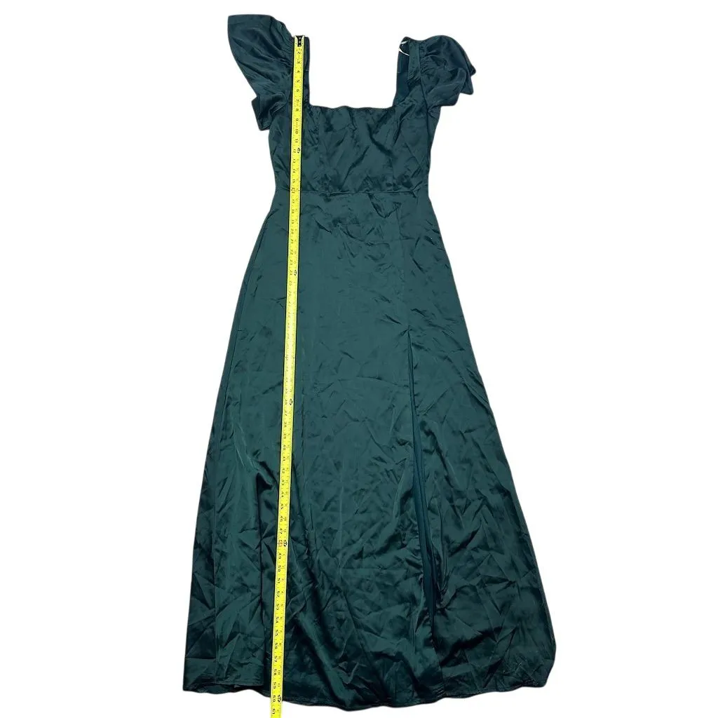 NWT Lulus Women's Emerald Green Satin Flutter Sleeve Maxi Dress Size L Holiday - Image 6