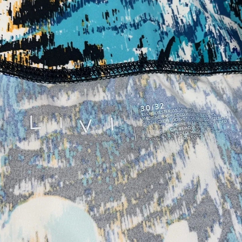 Lane Bryant Livi Capri Leggings Crisscross With Pockets Blue Abstract‎ 30/32 - Image 9