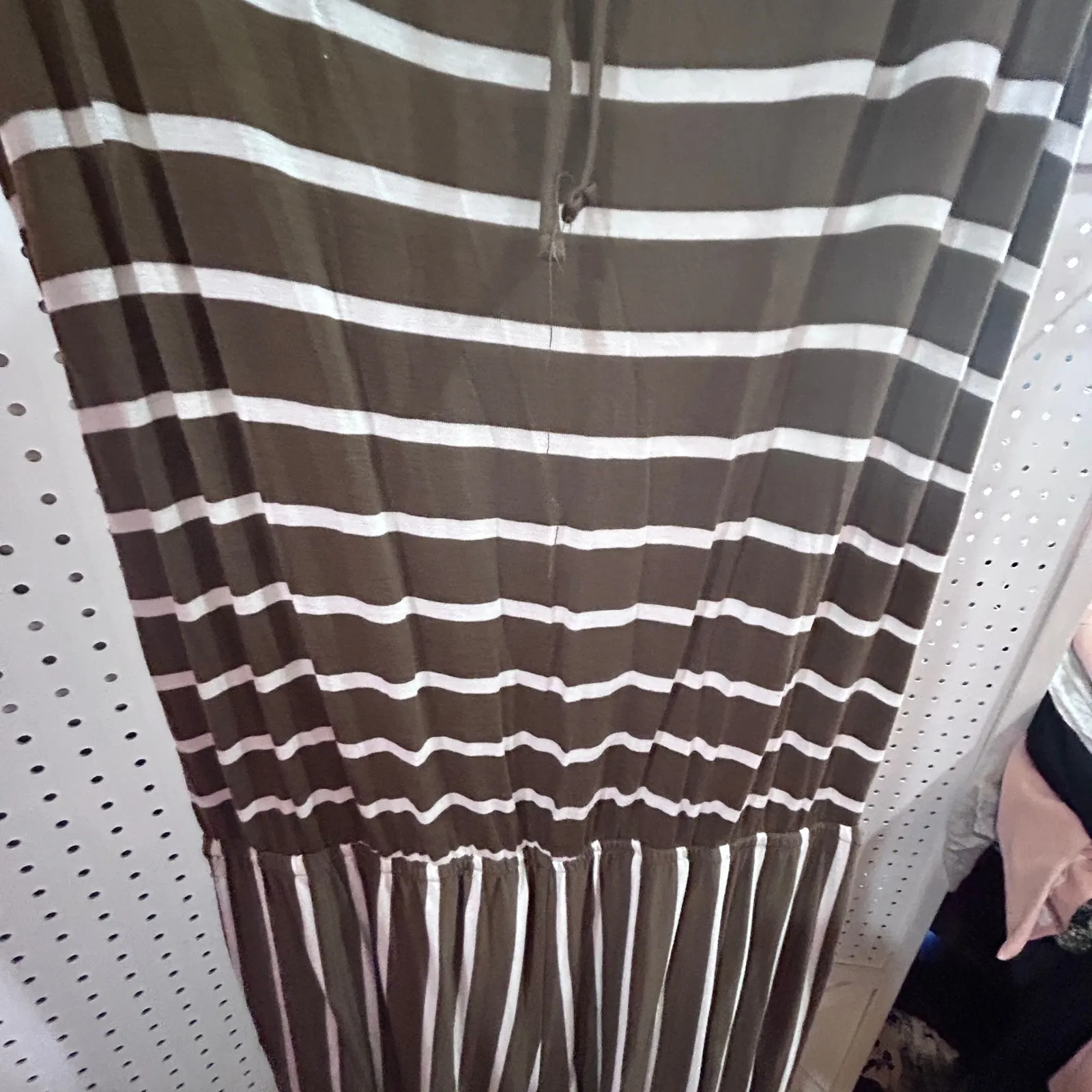 Zenana Olive Green White Stripe Jumpsuit Wide Leg Tie Back XL - Image 8