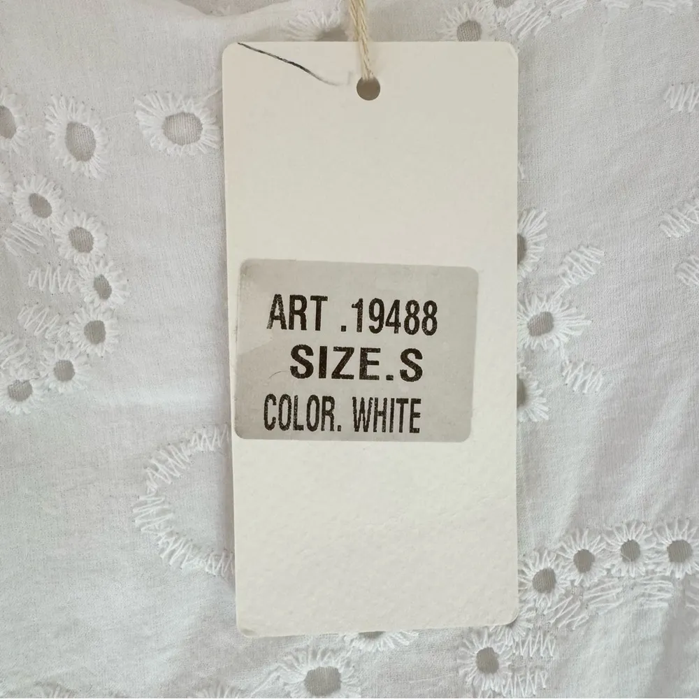 Valentina Naldi White Eyelet Flutter Sleeve Fairy Top 100% Cotton Made in Italy - Image 7