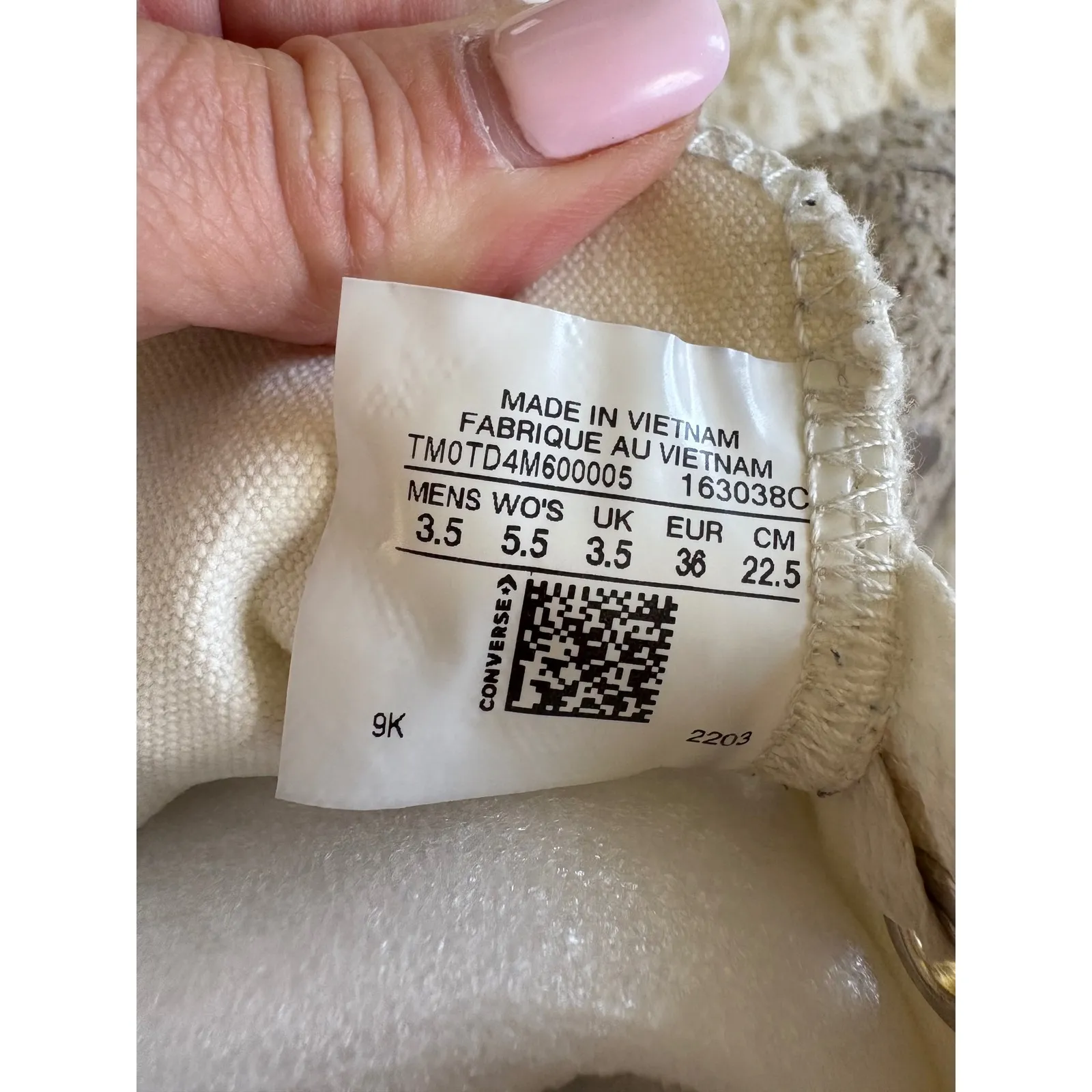 Converse All Star High Top Sneakers White Floral Embroidered‎ w/ Gold Womens 5.5 - Image 7