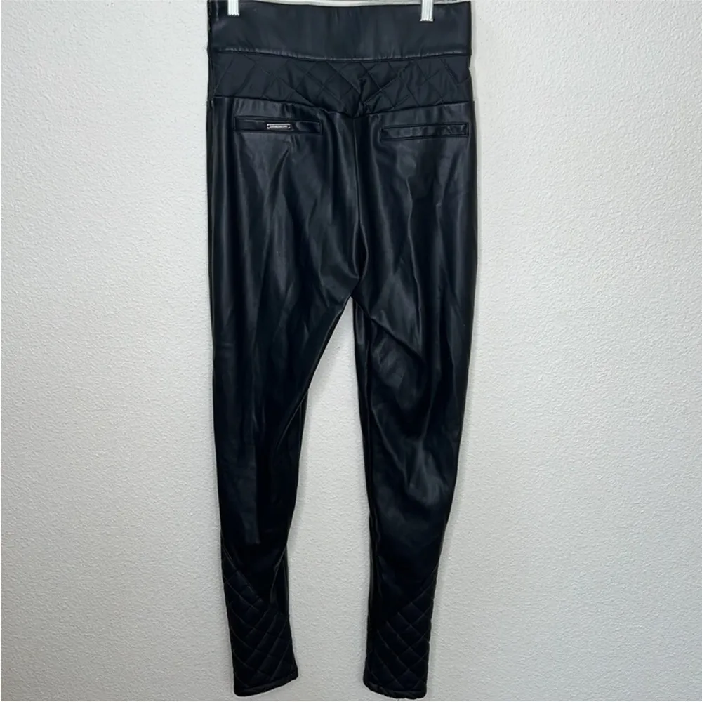 Vegan Leather Quilted Leggings Sexy High Waisted Black Tight sz8 - Image 10