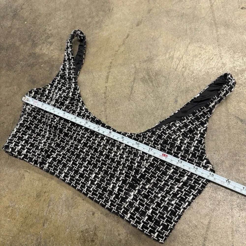 NBD REVOLVE  tweed black and white cropped top - Image 3