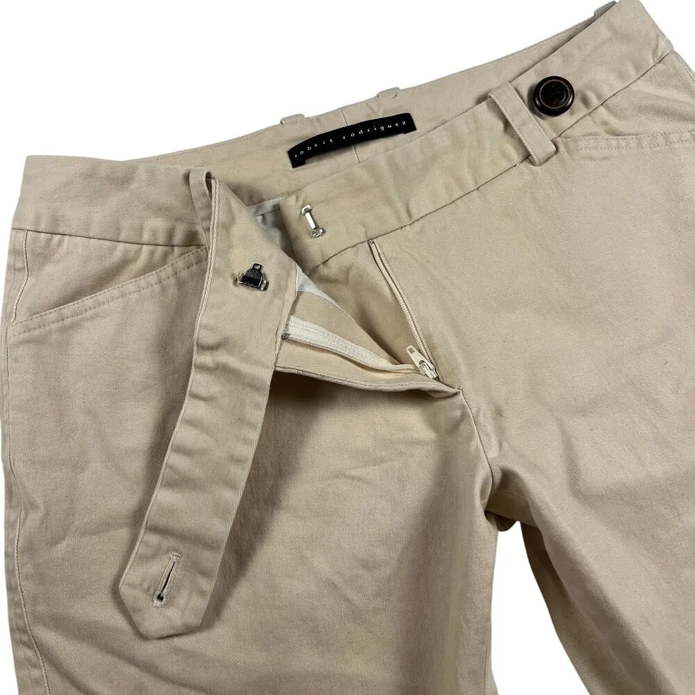 Robert Rodriguez Wide Leg Multi Button Detail Cropped Trouser Pants Khaki Size 6 - Image 7