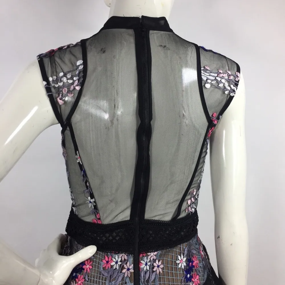 Self Portrait Mesh Lace Ruffle Tiered Dress - Image 8