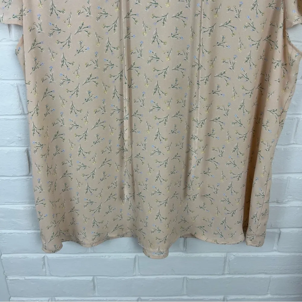 Adrianna Papell Lightweight Sheer Floral Short Sleeve Blouse Top Size XL - Image 3