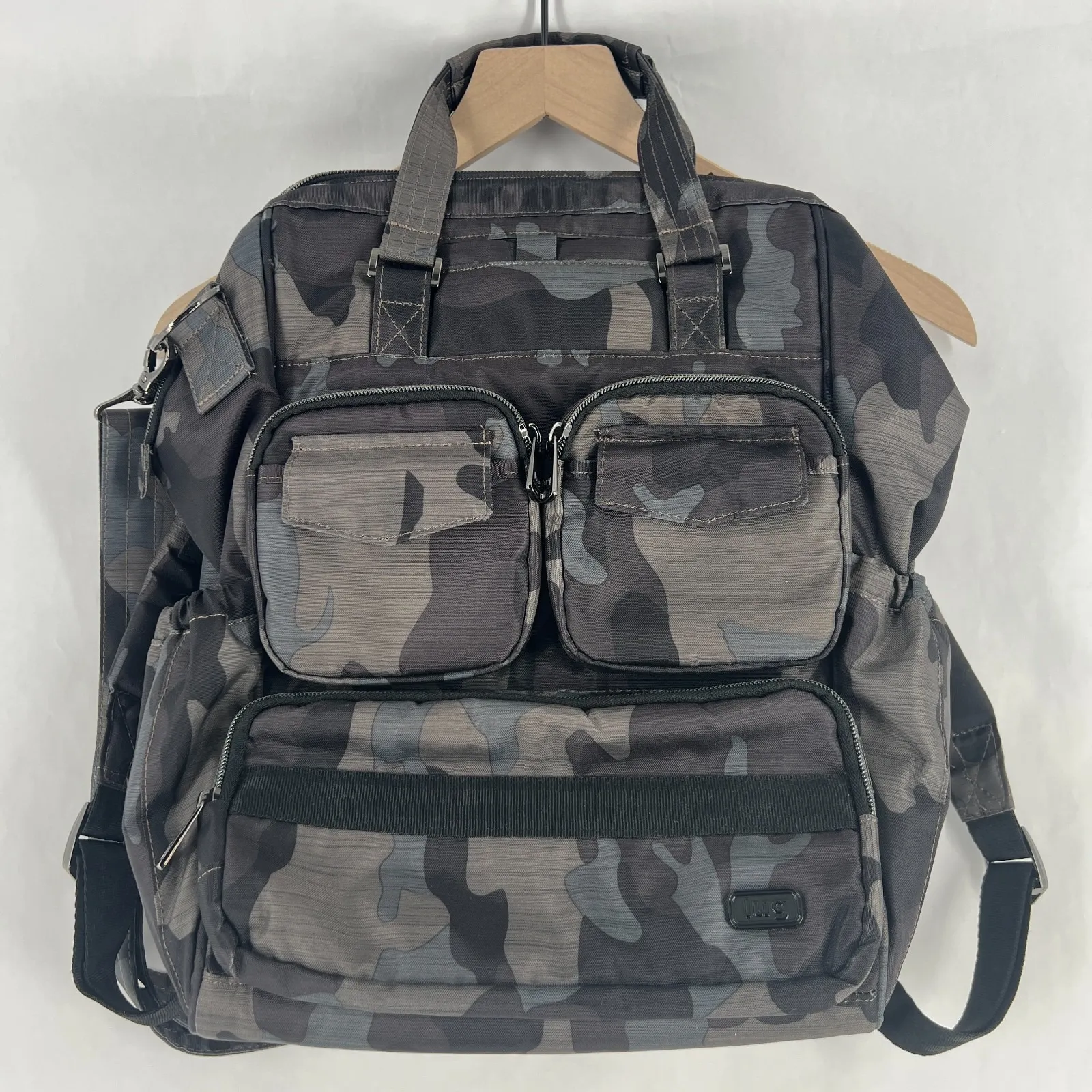 Lug Via 2 Women Multi Camo Multipurpose Pockets Detachable Strap Convertible Bag Gray - Image 1