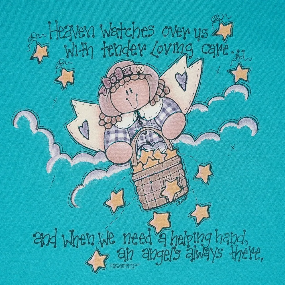 Vintage 90s Jerzees Granny Cottagecore Angel Shirt - Image 4