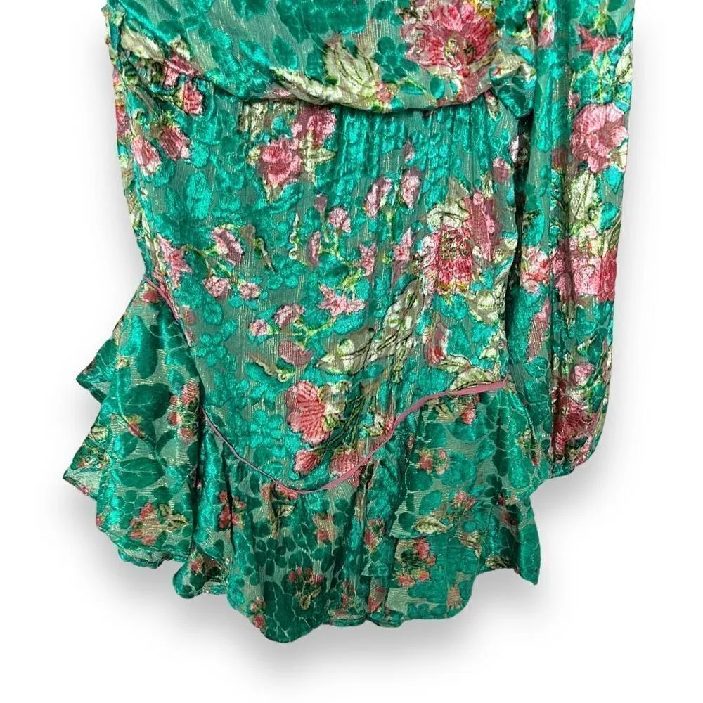 HEMANT AND NANDITA‎ Short Dress With Tie Up Belt in Teal Blue Size XXS - Image 7