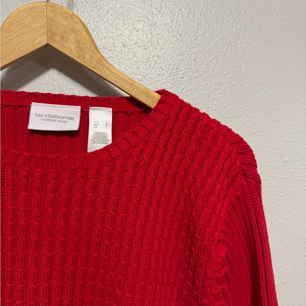 Liz Claiborne Lizwear Jeans Red Sweater - Size Large - Image 3
