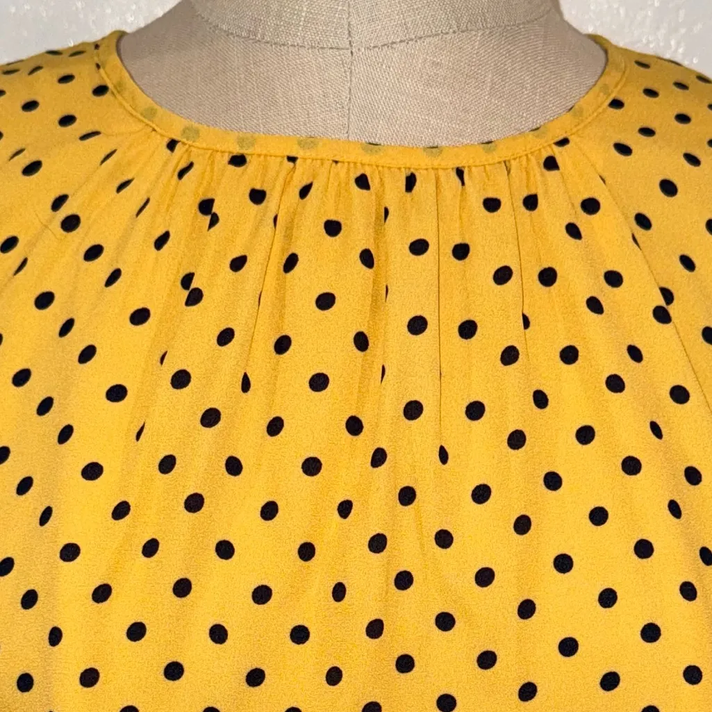 Tommy Hilfiger Yellow and Black Polka Dot Blouse - Image 3