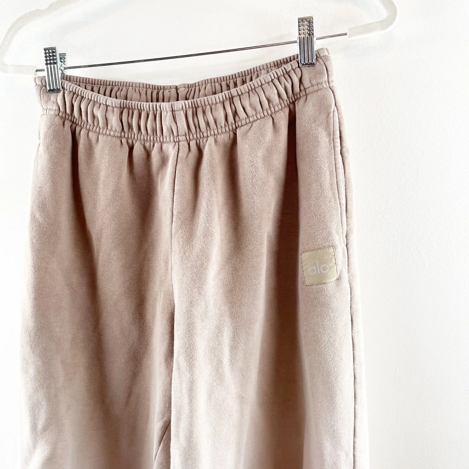 Alo High Rise Straight Leg Ombre Sweatpants in Gravel Sandstorm Brown XS - Image 5