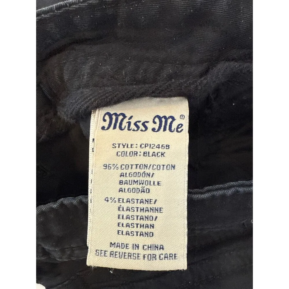Miss Me Black Cargo Denim Jeans Slim Fit Ankle Zip Embellished EUC Sz 29 Cotton - Image 10