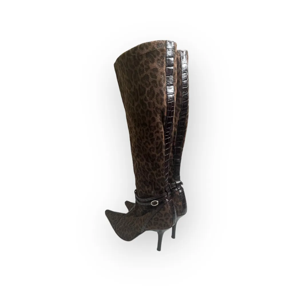 Rare: Donald Pliner Couture ♔ Peace Pointy Stiletto Heel Tall Boots ♔ Leopard ♔ Brown Size 7.5 - Image 5