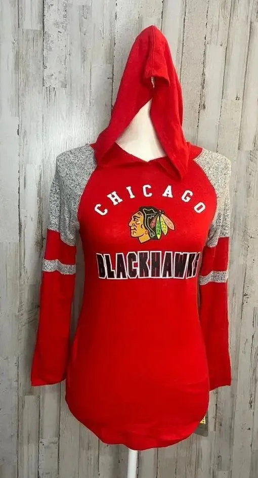 NWT Chicago Blackhawks Women's Hooded Long Sleeve Top Red Size Medium - Image 1